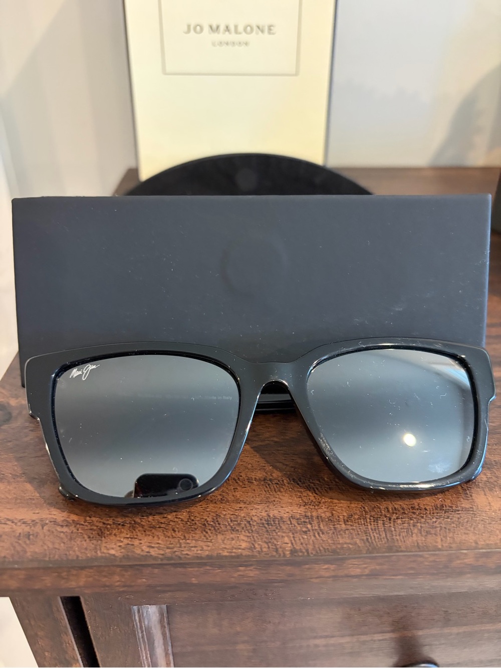 Maui Jim Black Square Sunglasses with Gray Polarized Lenses